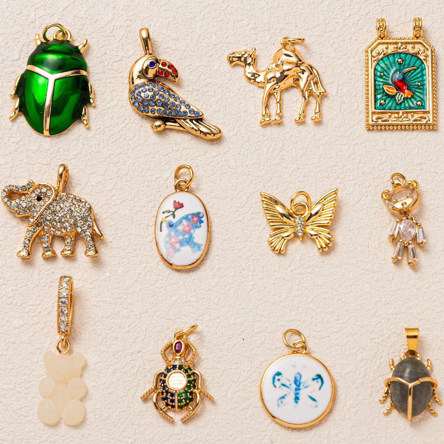Minimalist Luxury 18K Gold Plated Brass Animal Pendant with Cubic Zirconia Charm Bar for Unisex