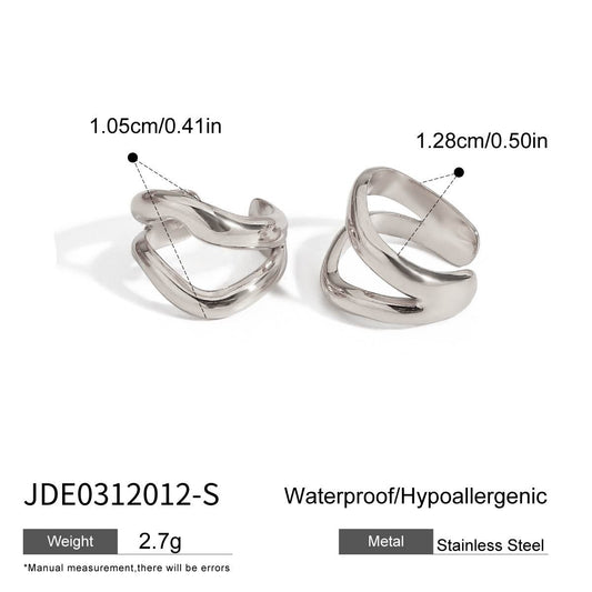 Elegant Geometric Stainless Steel Rhinestone C-Shape Stud Earrings for Women