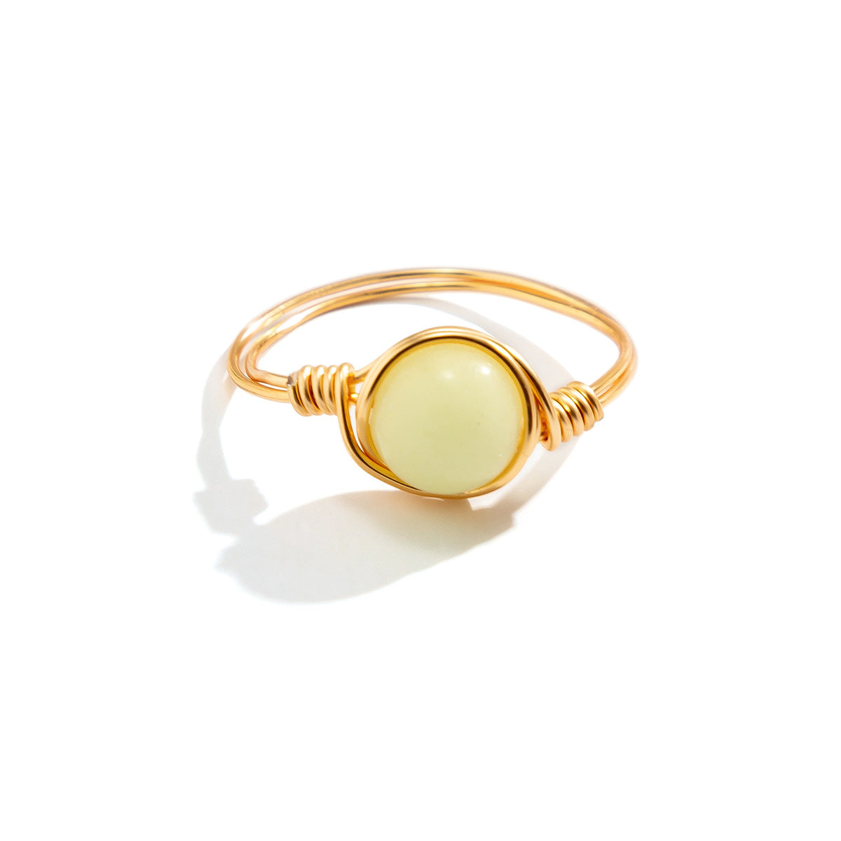 Anillo rústico de cobre hecho a mano con forma geométrica irregular e incrustaciones de cristal para mujer