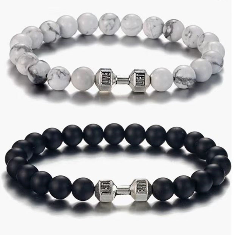 Matte Geometric Alloy Bracelet Unisex Volcanic Stone Energy Beads