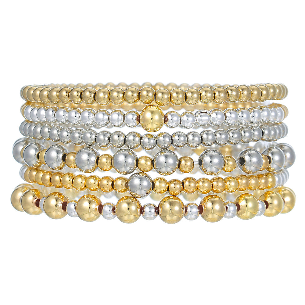 Streetwear Geometric Round Pearl Resin Bracelet Set Handmade