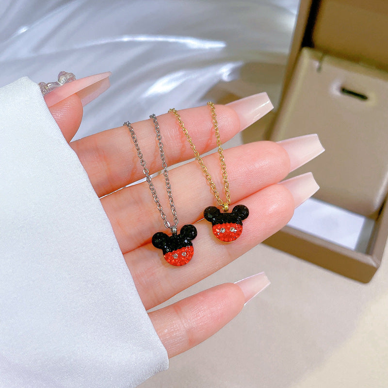 Minimalist Luxury Cartoon Geometric Titanium Steel Clavicle Chain Necklace for Women