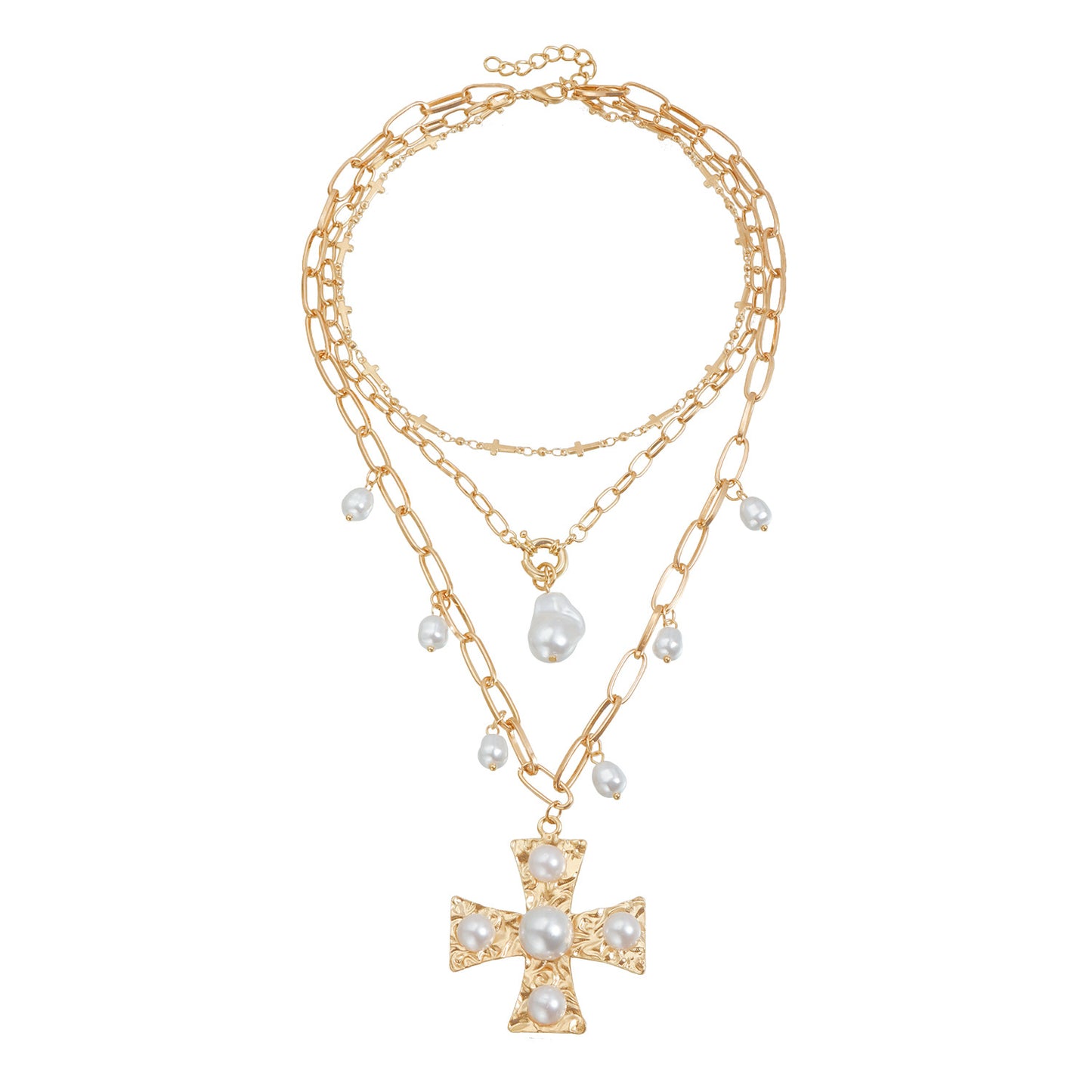 Gold Plated Alloy Cross Pendant Necklace for Women