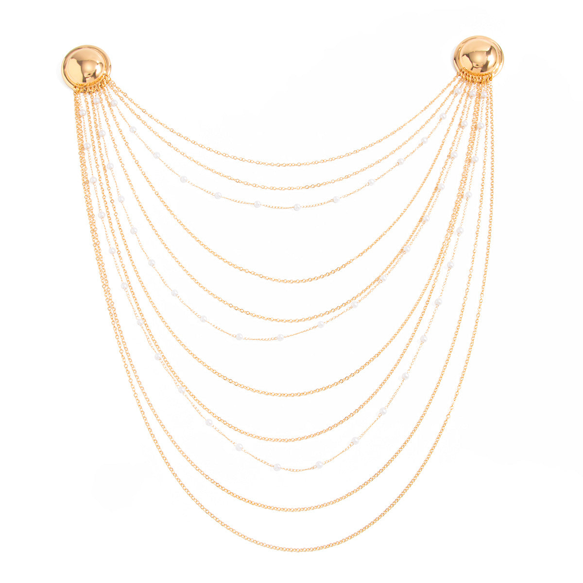 Exaggerated Geometric Pearl Plated Iron Brooch Charm Bar for Women