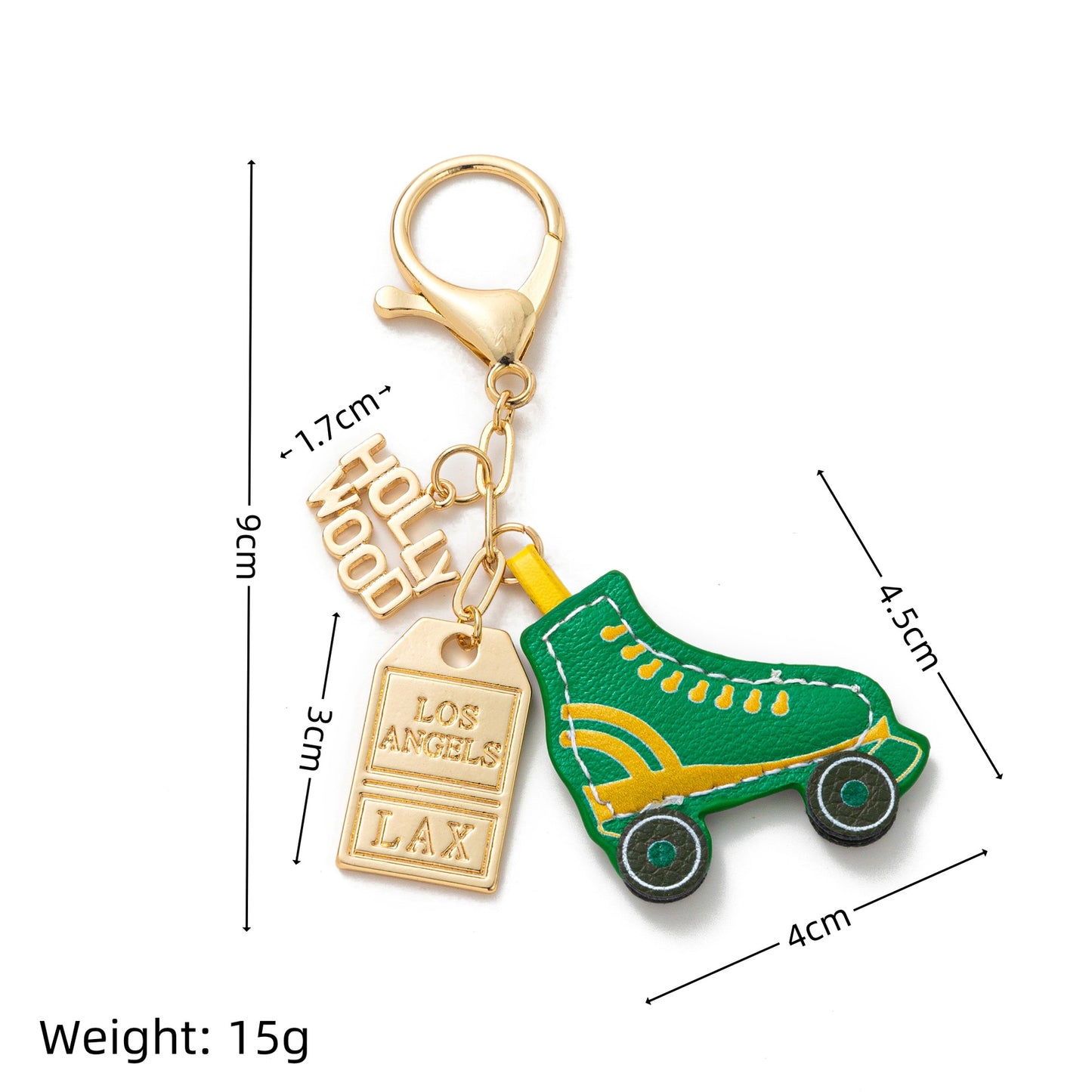 Minimalist Rainbow Plated Alloy Keychain Charm Bar with Pearl and Umbrella Elements