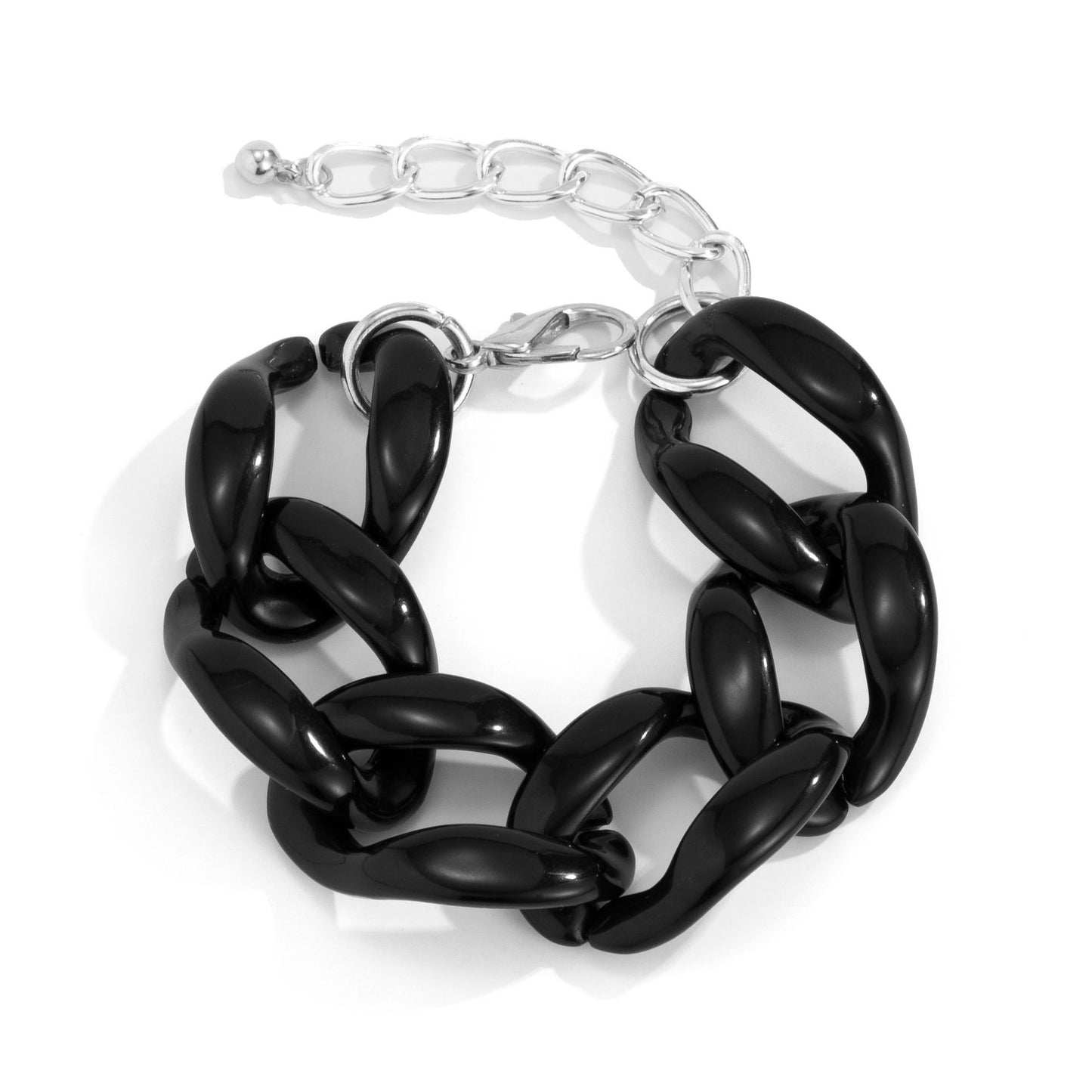Bracciale geometrico in acrilico stile punk con chiusura a catena spessa e finitura galvanizzata
