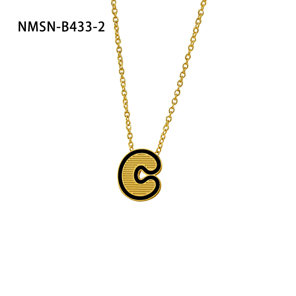 Collana con pendente a forma di lettera minimalista in acciaio inossidabile placcato oro 18 carati e dettagli in smalto da donna