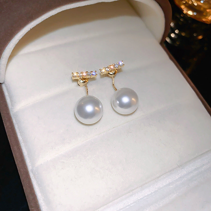 Eleganti Orecchini a Perno da Donna in Stile Francese Vintage con Zirconi Geometrici e Perle Imitazione