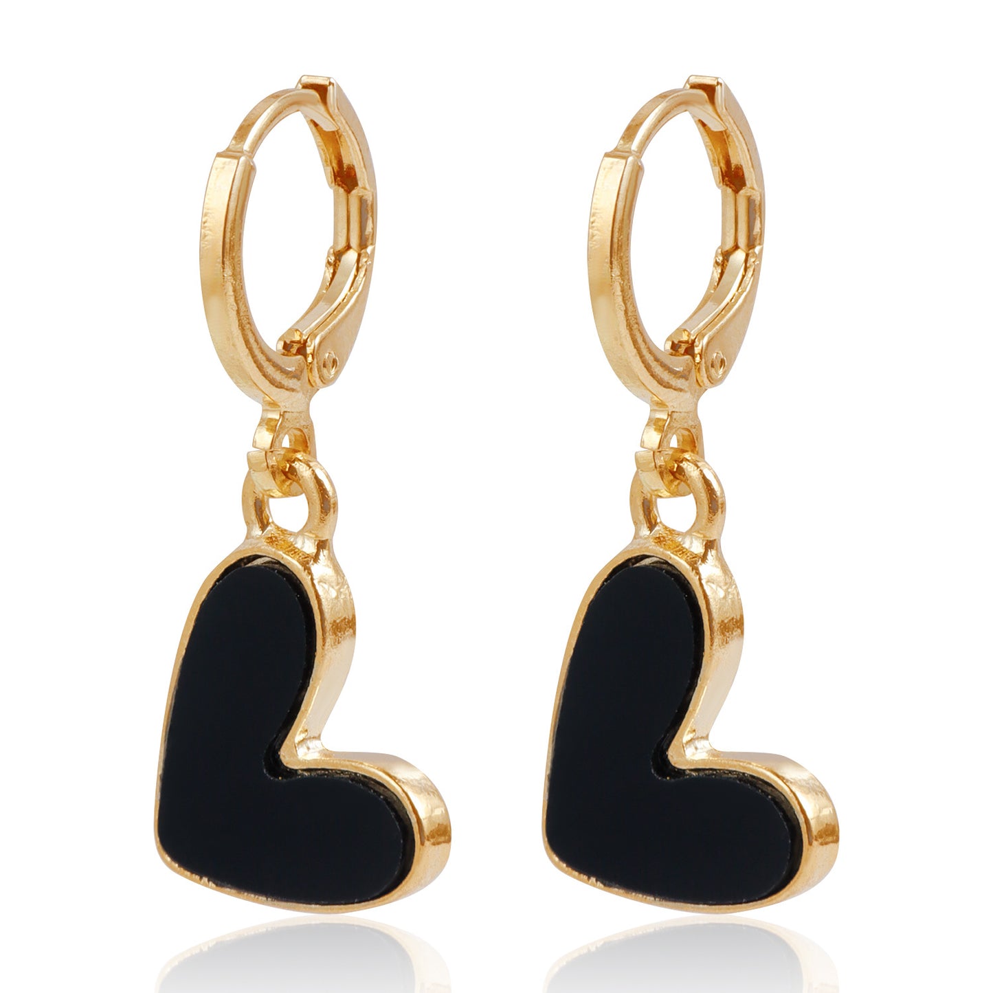 Vintage French Style Minimalist Gold-Plated Alloy Heart-Shaped Earrings for Women with Mother-of-Pearl Effect