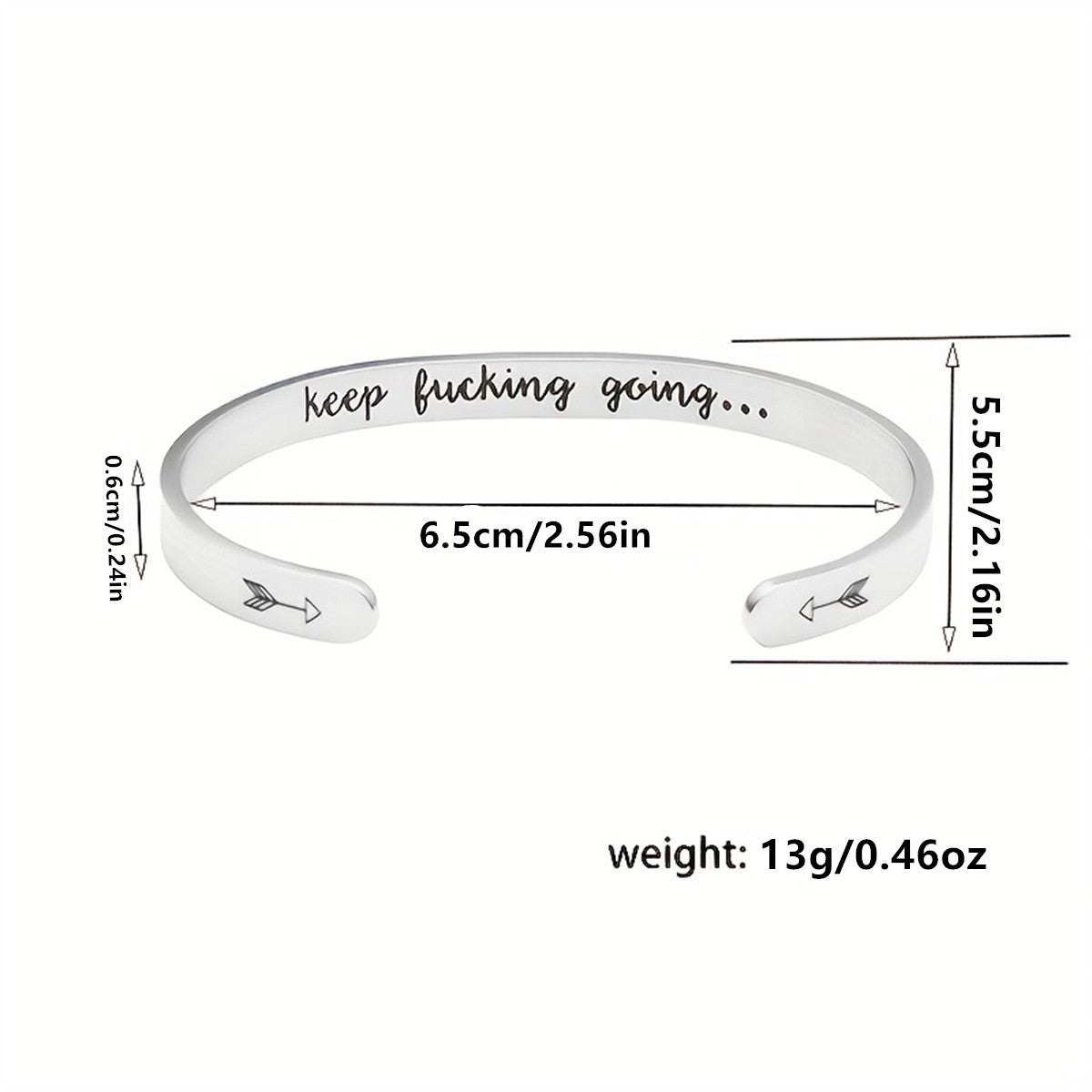 Bracciale regolabile a C in acciaio inox lucidato, stile minimalista naturale