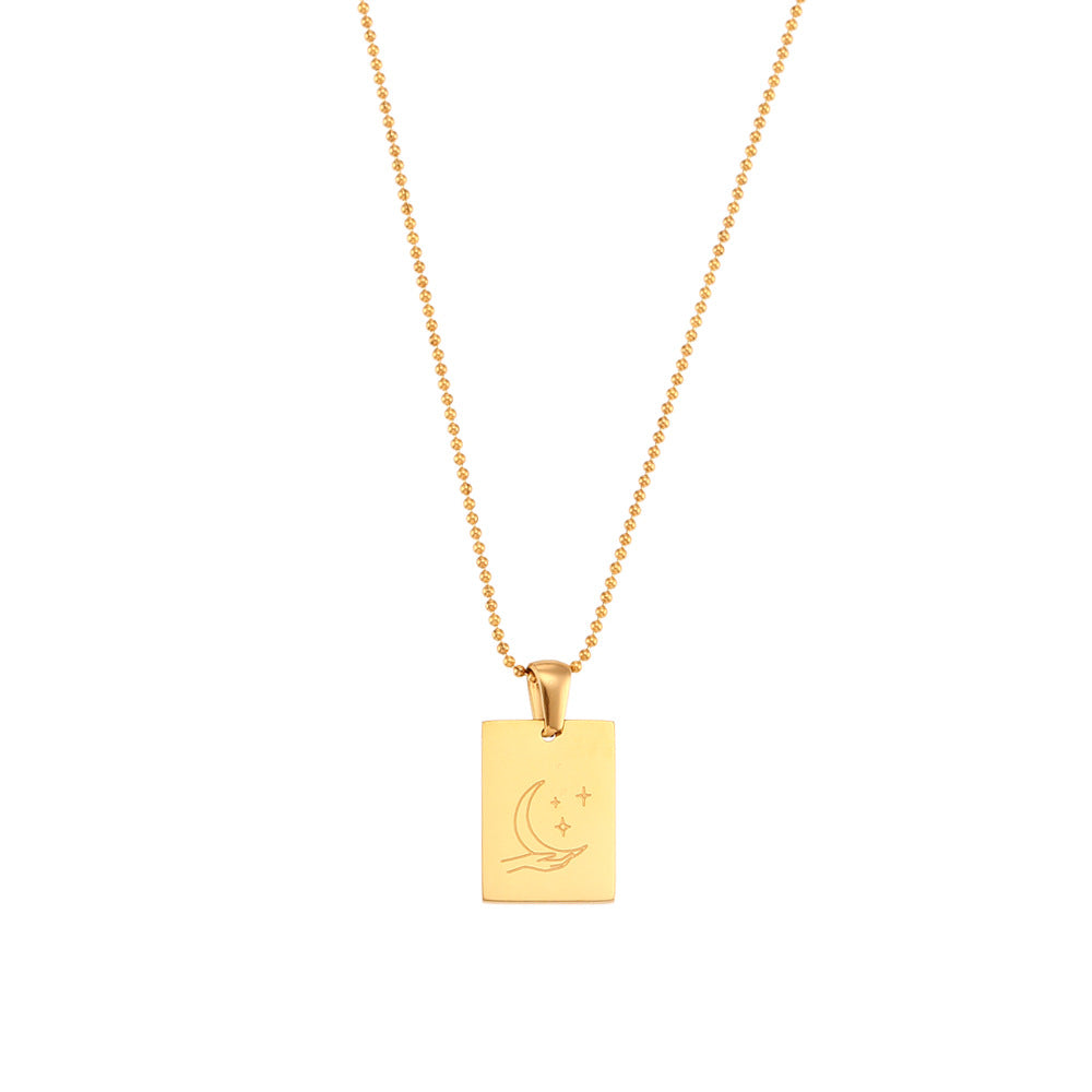 Minimalist Geometric Square Pendant Necklace for Women in Stainless Steel with 18K Gold Plating