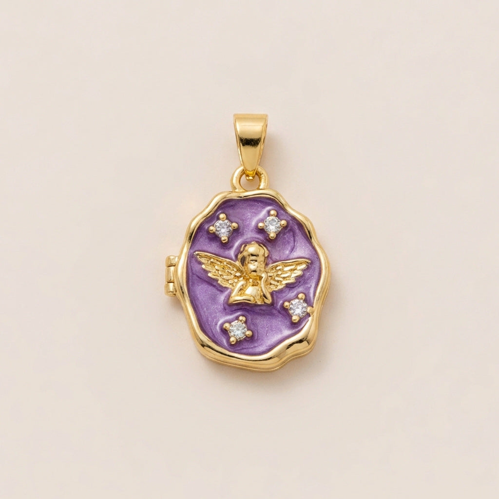 Vintage 18K Gold Plated Brass Heart Pendant Drip Oil DIY Charm Bar