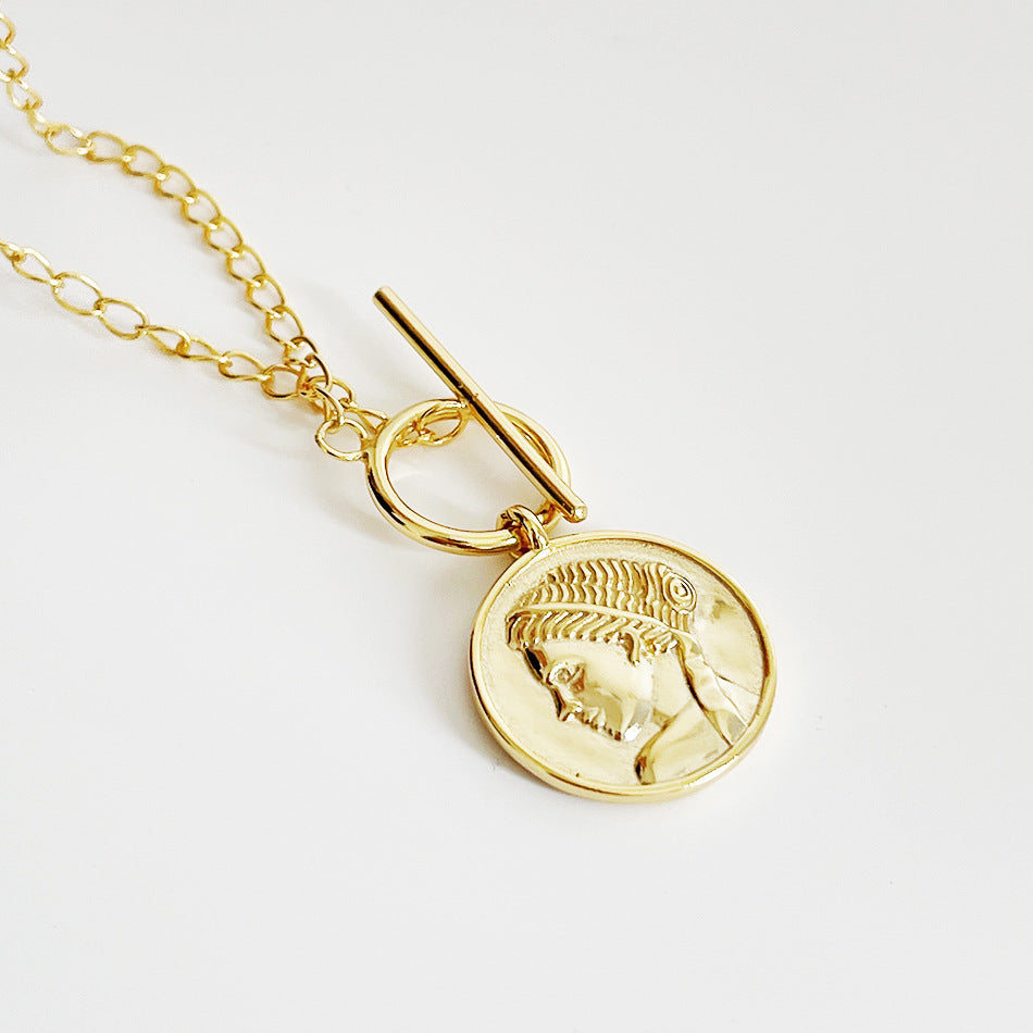 18K Gold Plated 925 Sterling Silver Geometric Double Layer Necklace with T-Clasp
