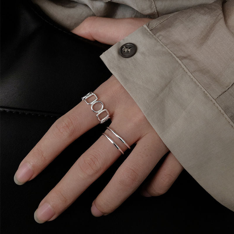 Minimalist Sweet Geometric Teardrop Alloy Plated Ring Set