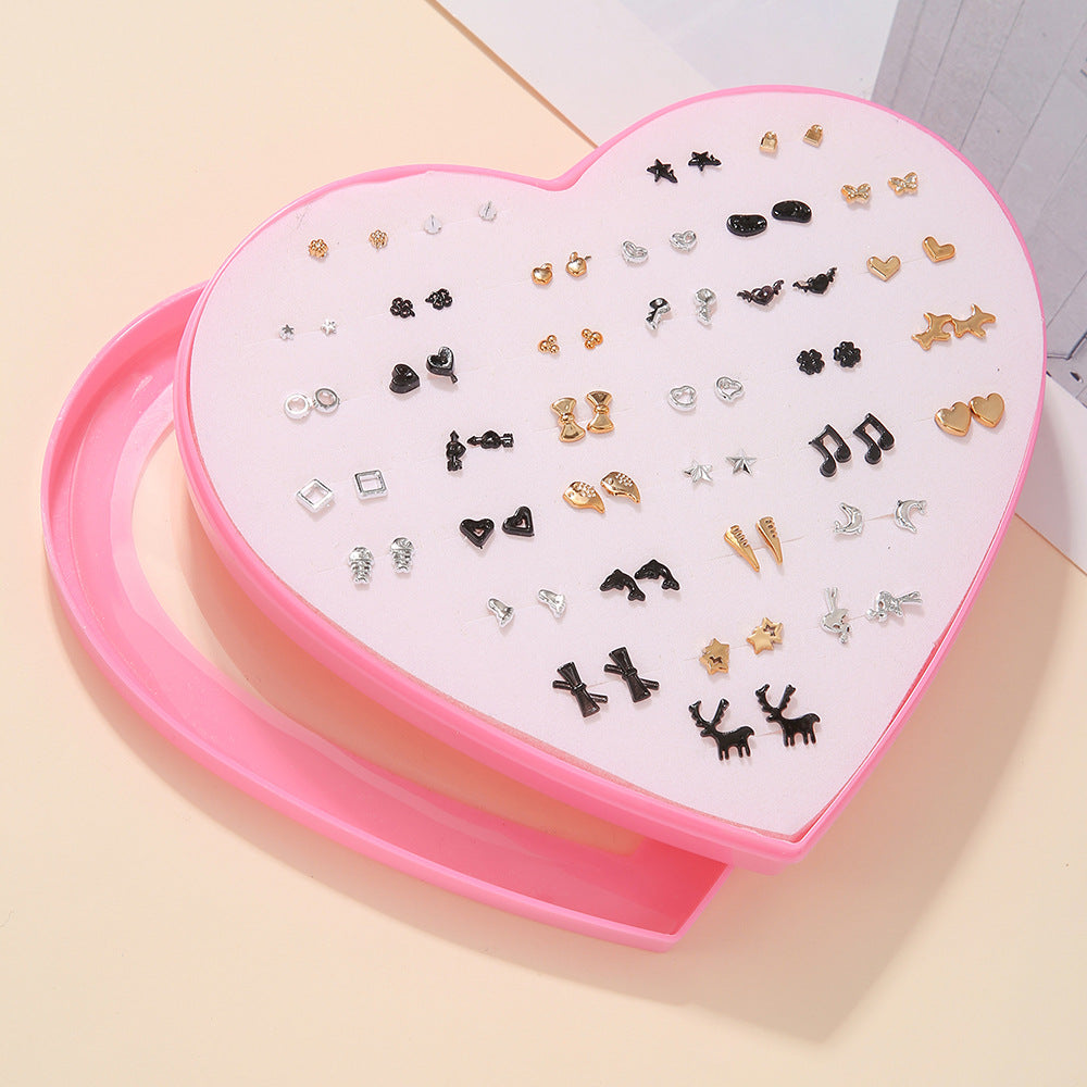 Sweet Geometric Resin Stud Earrings with Rhinestone and Pearl Inlay for Women