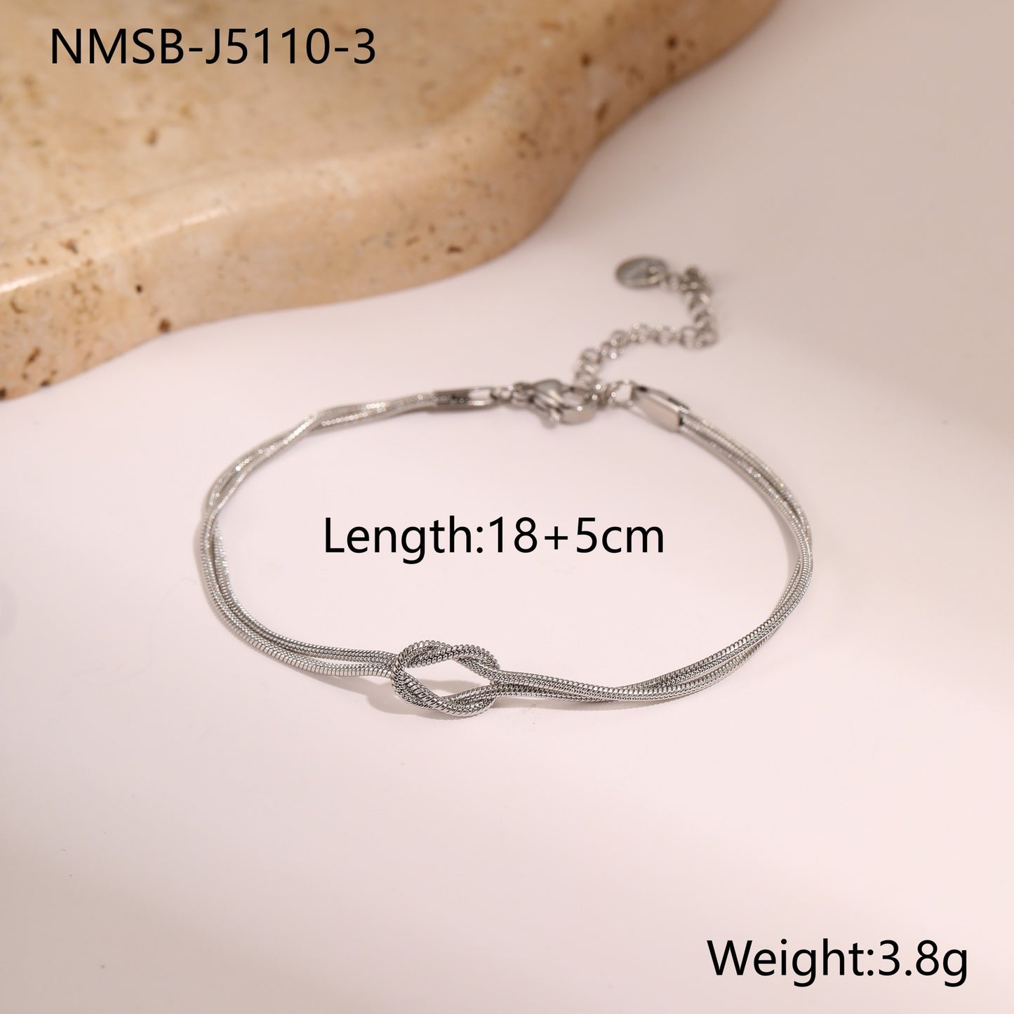 Fashionable Geometric Stainless Steel Plated Necklace with Knot Detail and Double-Layer Clavicle Design for Women