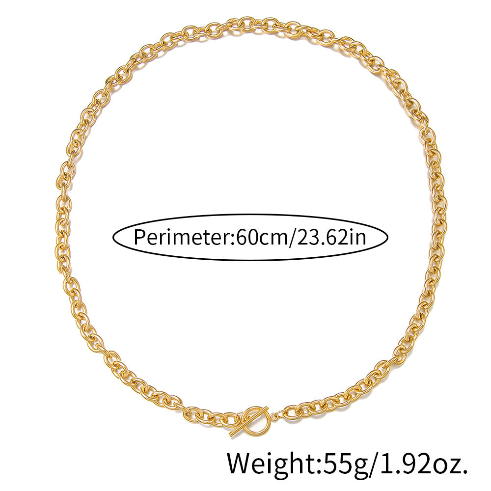 Minimalist Streetwear Hip-hop Geometric Round Stainless Steel Necklace Unisex Cable Chain