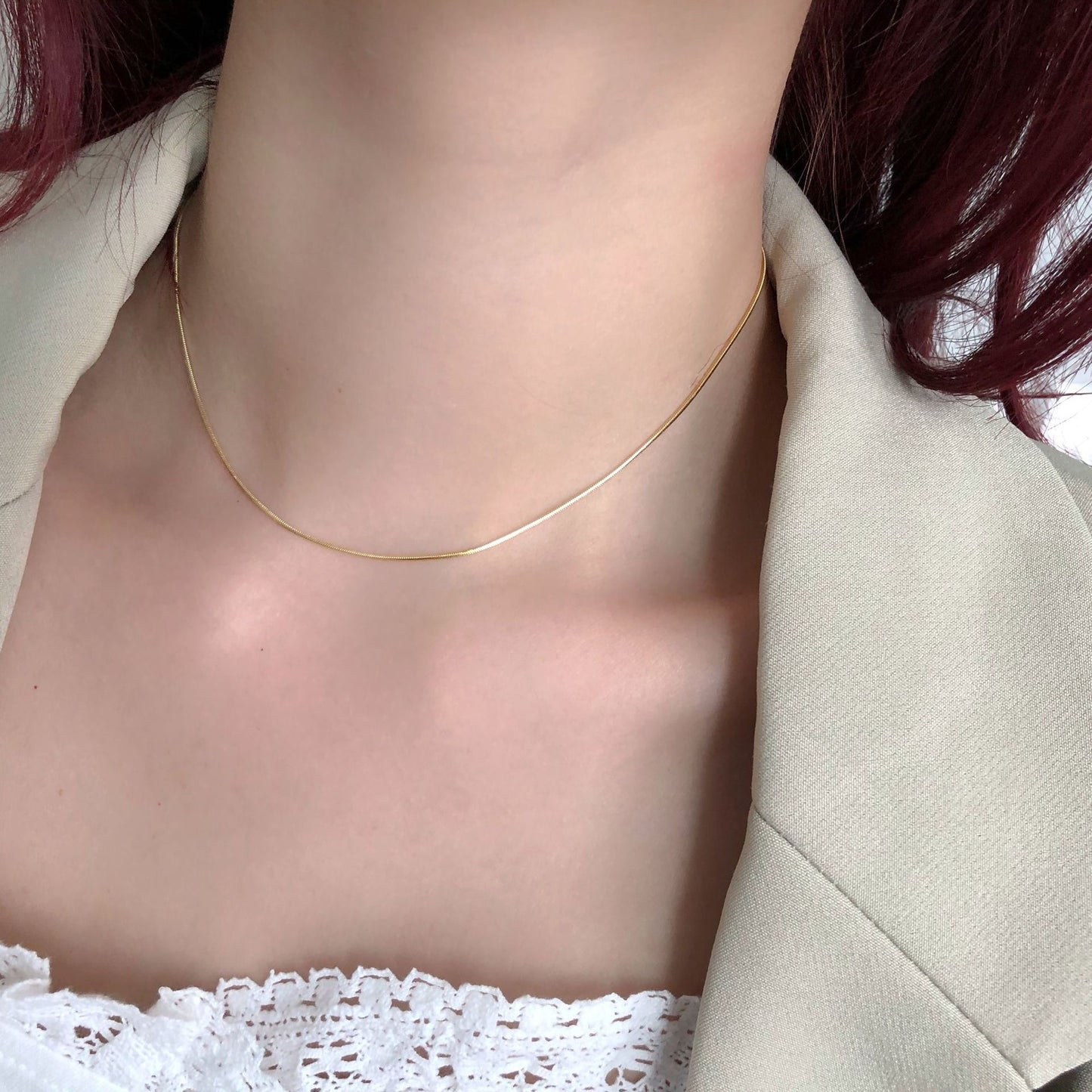 Round Stainless Steel PVD Snake Chain Necklace
