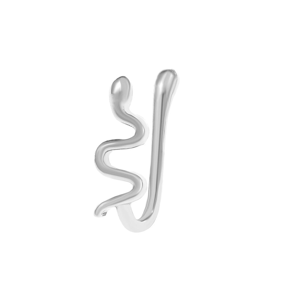 Clip per il naso a forma di U con stella e cuore placcata in rame vintage con zirconia cubica