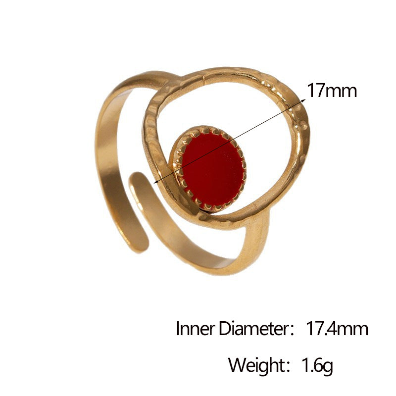 Minimalist Geometric Open Ring for Women in Stainless Steel with 18K Gold Plating