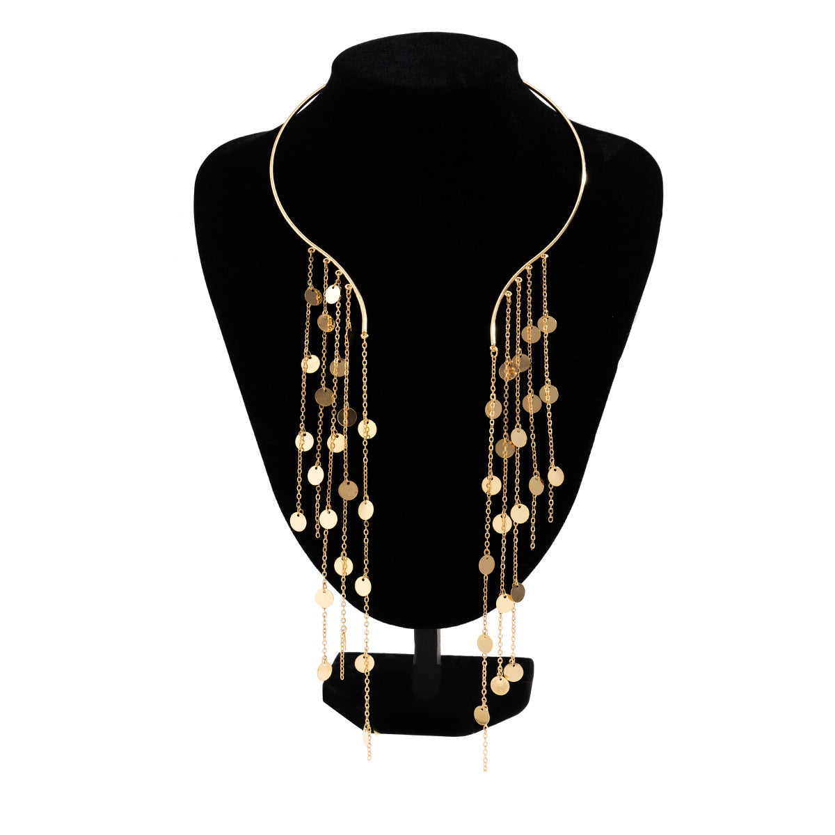 Punk Exaggerated Long Tassel Star Shape Alloy Imitation Pearl Choker Necklace for Women