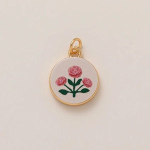 Minimalist Luxury Heart Shaped 18K Gold Plated Brass Pendant with Fruit and Floral Motifs