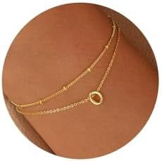 Minimalist Gold Plated Stainless Steel Letter Charm Bracelet Unisex Double Layer Beaded Chain