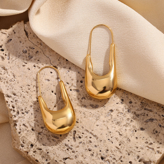 Pendiente Minimalista Geométrico de Acero Inoxidable con Baño de Oro de 18K para Mujer
