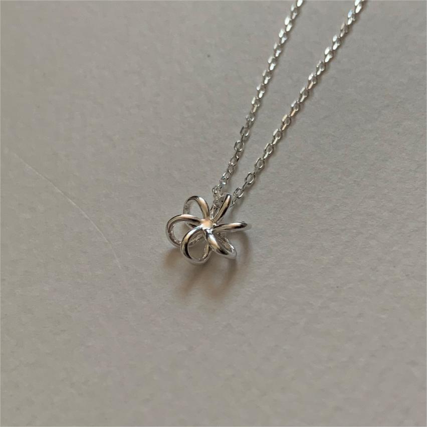 Minimalist Floral Geometric Pendant Necklace in 925 Sterling Silver with Gold Plating on Cross Chain