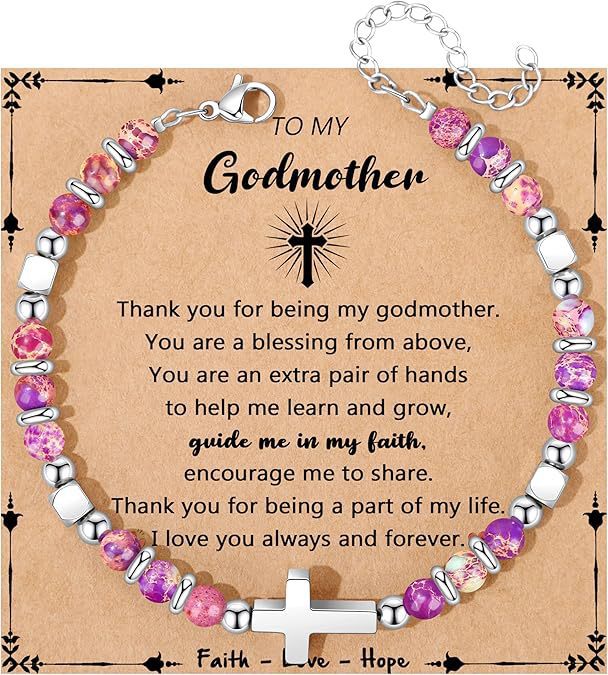 Sweet Geometric Cross Stainless Steel Bracelet with 4mm Amethyst and Amazonite Beads Unisex