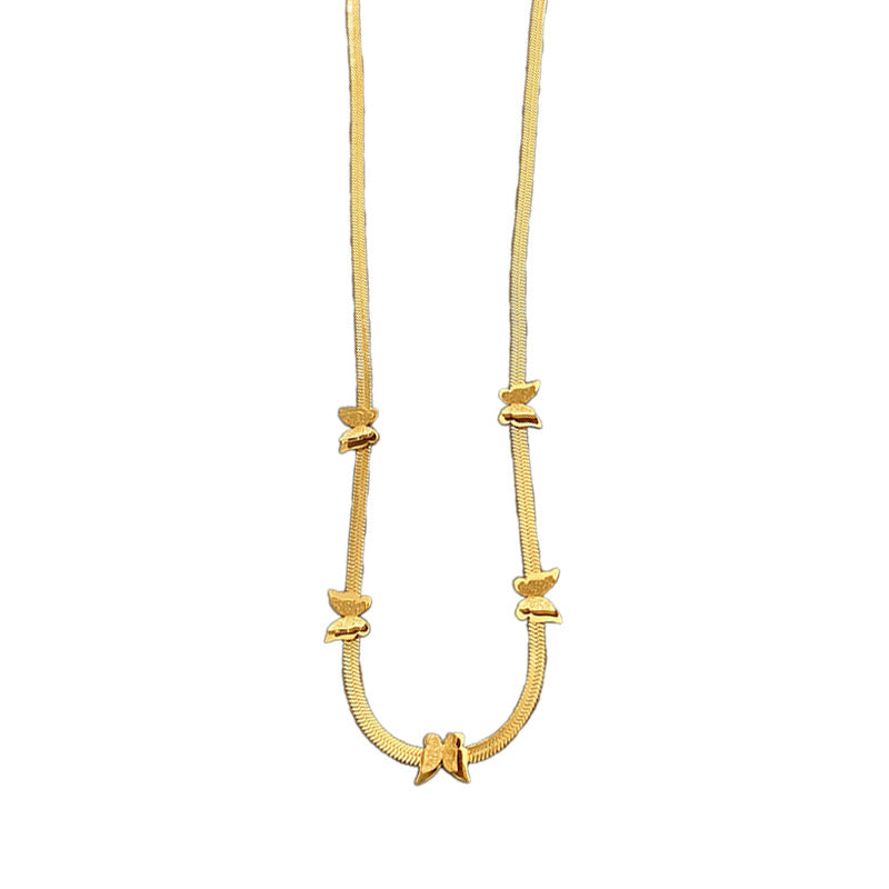 Gold Plated Titanium Steel Butterfly Necklace Unisex