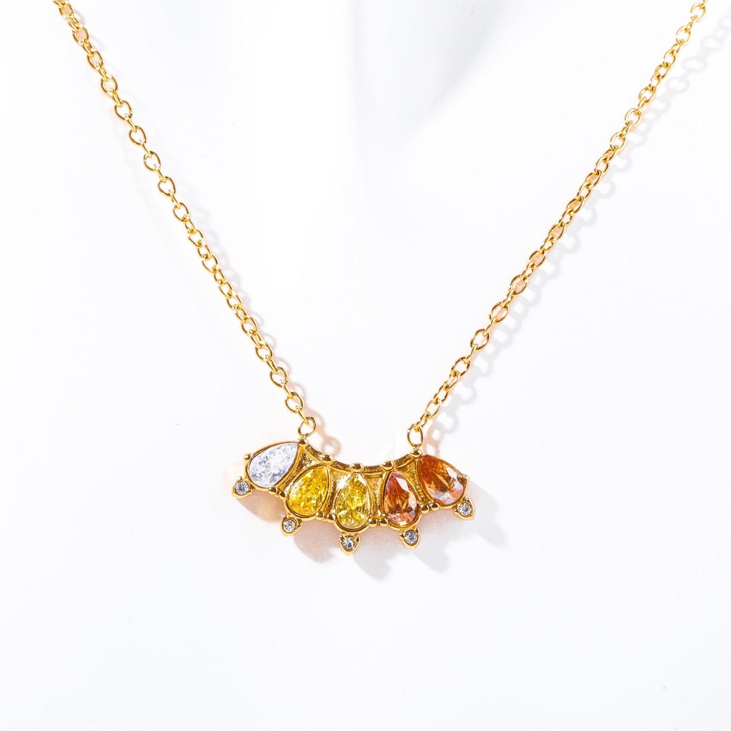 Vintage Geometric Stainless Steel Choker Necklace with 18K Gold Plating and Birthstone Accents