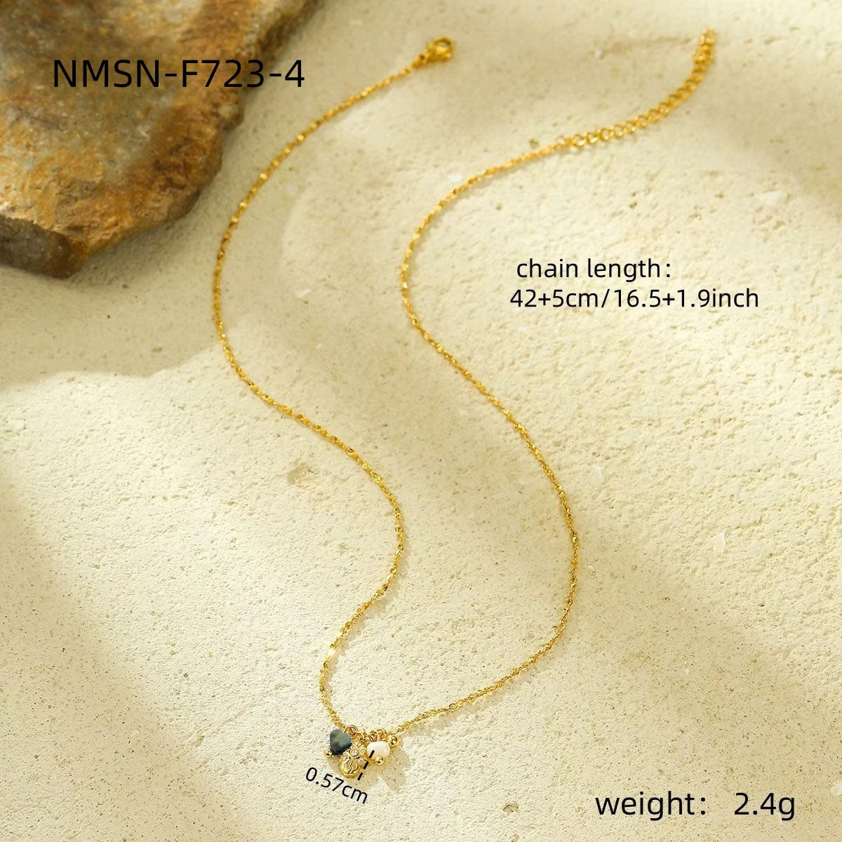 Elegant Fashion-Forward Stainless Steel Bracelet and Titanium Steel Necklace Set with Natural Stone and Pearl Accents for Women
