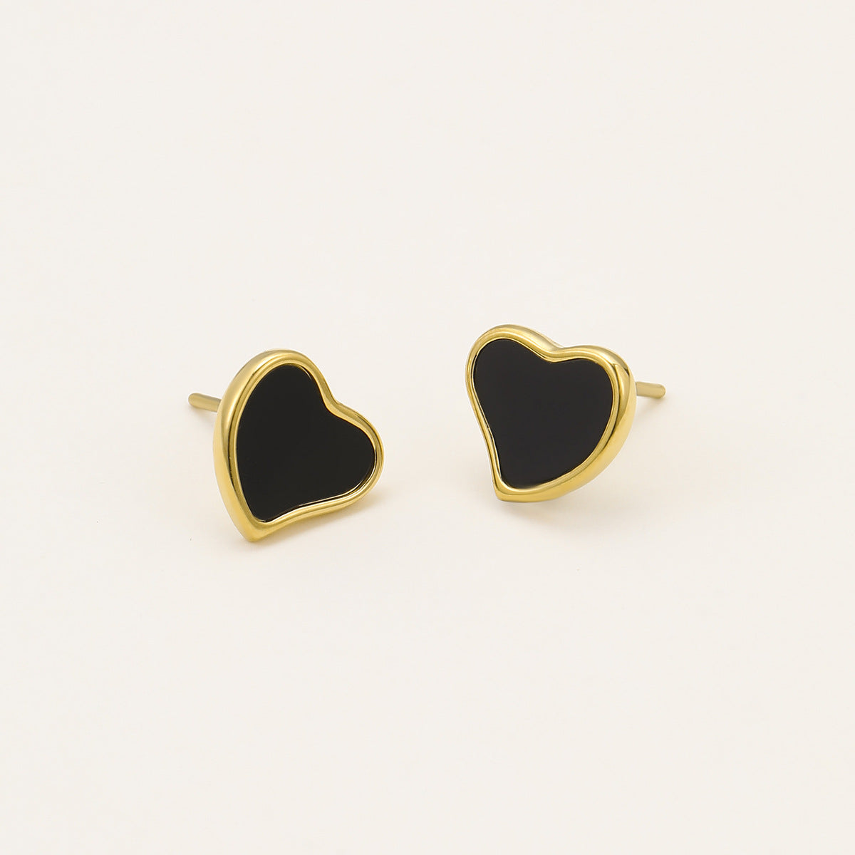 Set Collana e Orecchini da Donna Lusso Minimalista in Acciaio Inossidabile Placcato Oro a Forma di Cuore Stile Francese