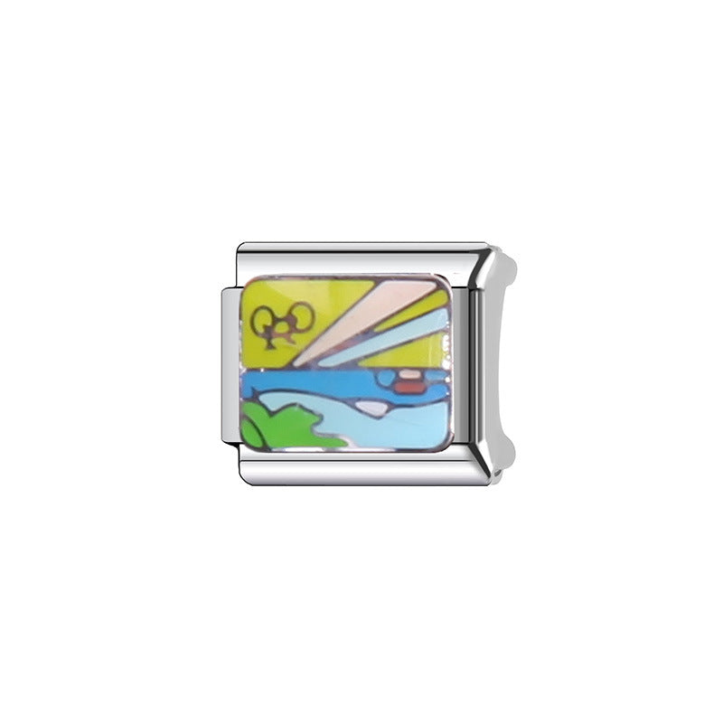 Sweet Cartoon Character Stainless Steel Plated DIY Charm Bar Watch Strap