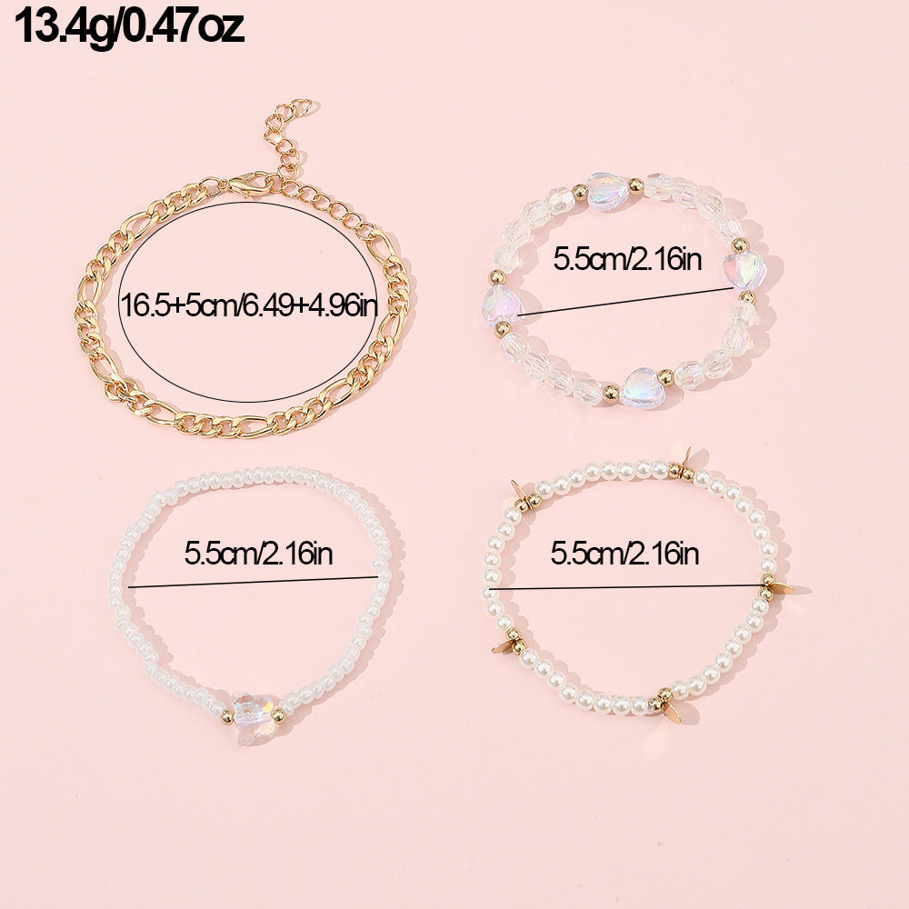 Braccialetto Minimalista a Cuore per Ragazze, in Vetro con Dettagli Colorati, Gioiello Estivo dell'Amicizia