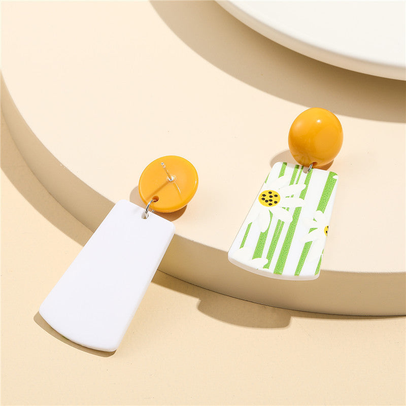 Orecchini acrilici a forma di margherita con perni in argento sterling 925 per bambine, gioielli per bambini stile floreale estivo