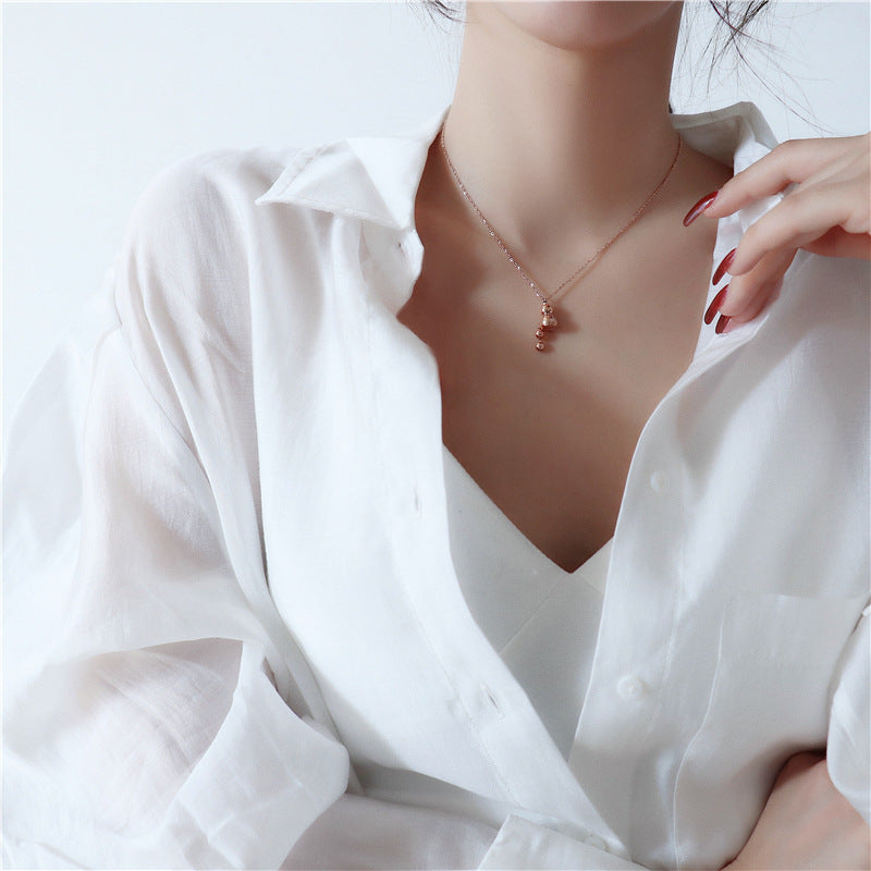 Minimalist 18K Gold Plated Titanium Steel Gourd Pendant Necklace for Women