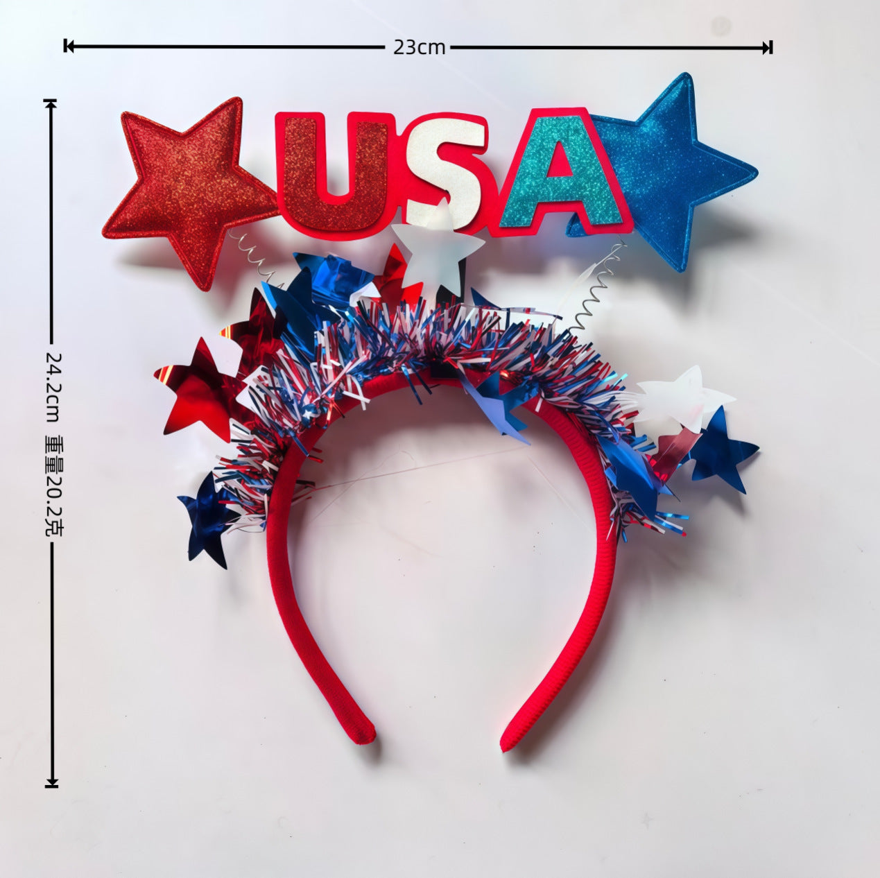 Fascia per capelli in resina a stella per la decorazione della festa del Giorno dell'Indipendenza degli USA