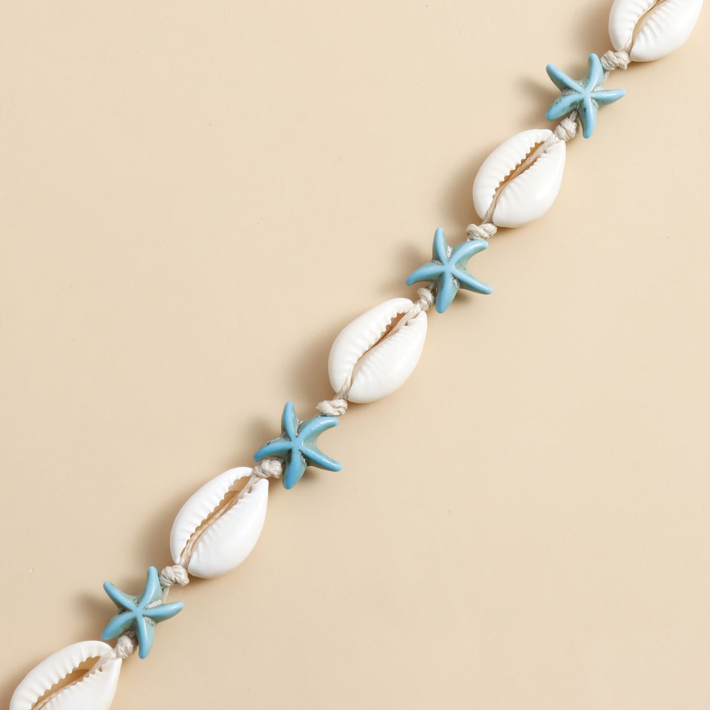 Bohemian Hand-Knotted Summer Necklace with Shell Star Turtle Pendant for Women