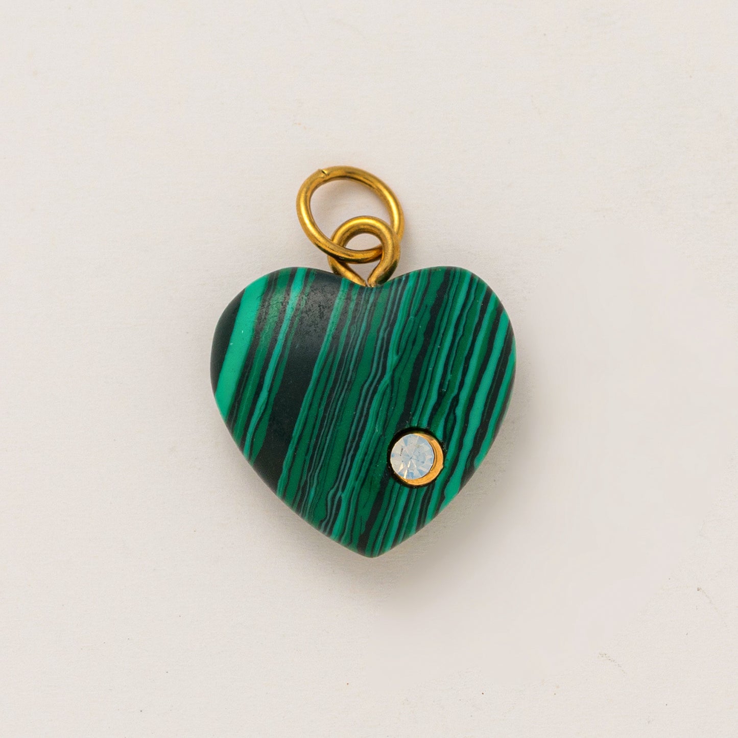 Vintage 18K Gold Plated Stainless Steel Geometric Pendant with Cubic Zirconia and Natural Stone Charm Bar for Women