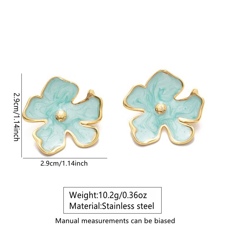 Beach Style Stainless Steel Geometric Starfish Shell Stud Earrings for Women