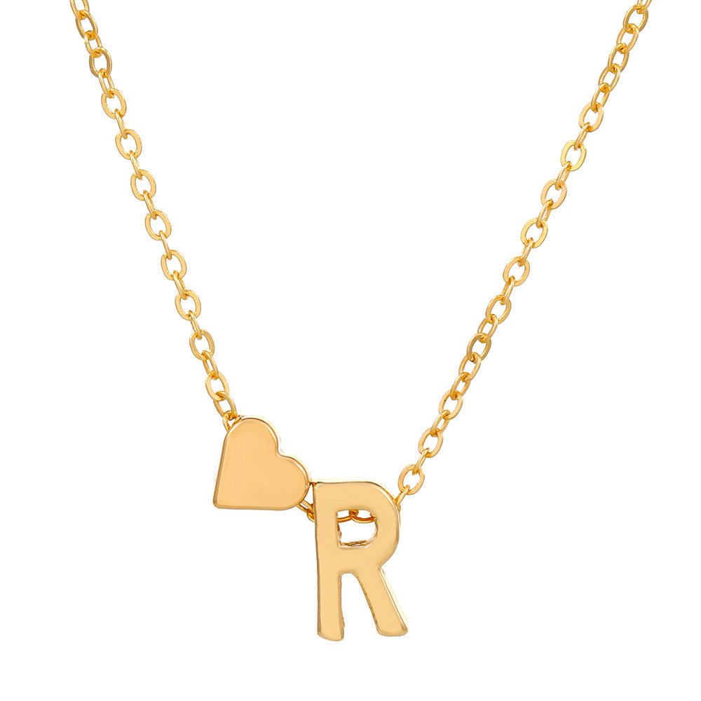 Sweet Heart Letter Alloy Plated Necklace Singapore Chain for Women
