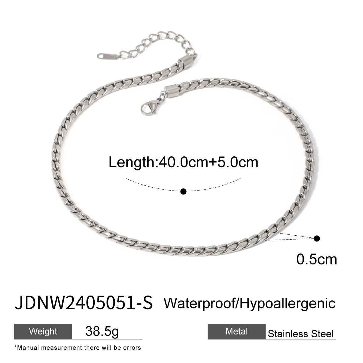 Minimalist Titanium Steel S-Link Necklace for Women Stainless Steel Electroplated Irregular Cold-Tone Jewelry