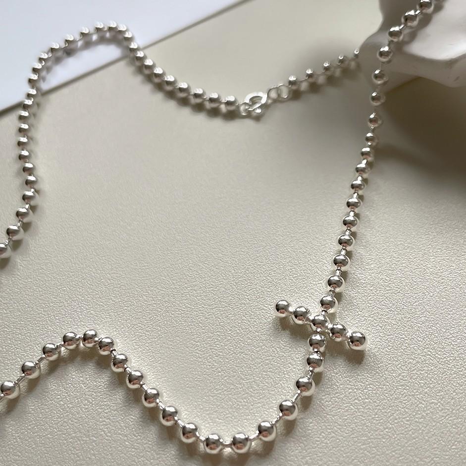 Minimalist 925 Sterling Silver Round Ball Chain Necklace