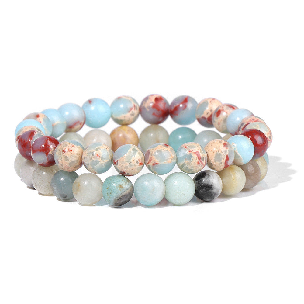 Vintage Business Geometric Natural Gemstone Beaded Bracelet Set for Unisex