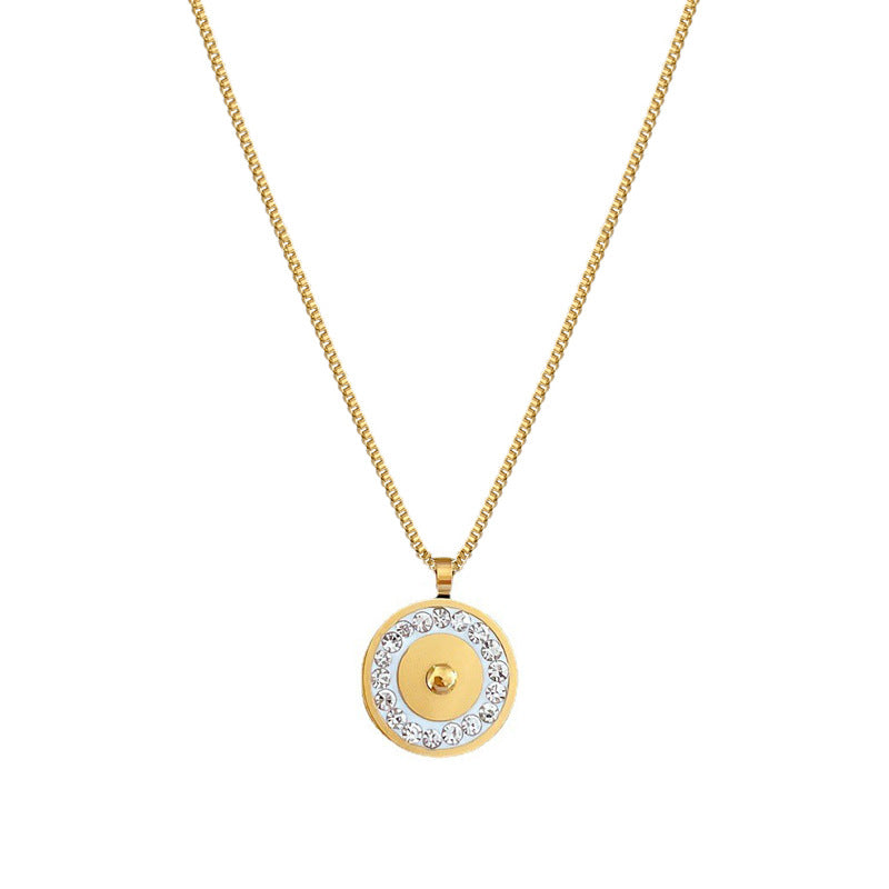 Collana Minimalista Geometrica in Acciaio al Titanio con Intarsio Completo di Strass per Donna e Uomo, Catena Placcata Oro per la Clavicola