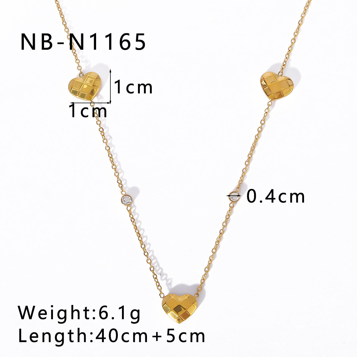 Geometric Heart Pendant Necklace for Women Stainless Steel with 18K Gold Plating and Zircon Inlay