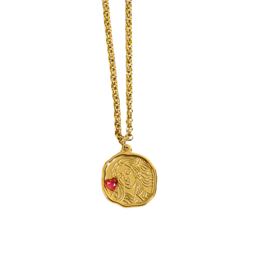 Collar con colgante retro de mitología nórdica y griega para mujer con diseño de Atenea y Medusa en acero inoxidable con acabado chapado en cadena tipo O