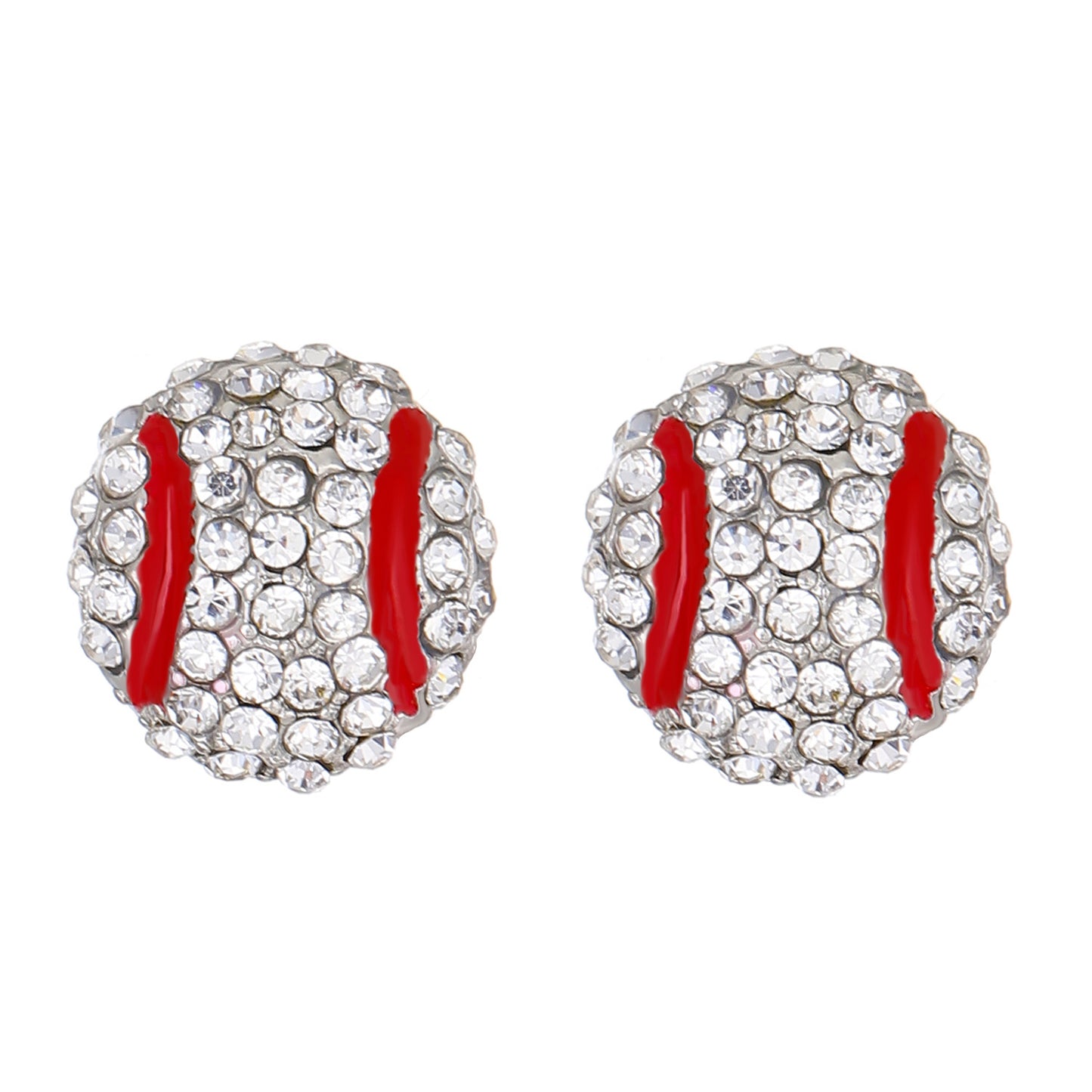 Geometric Round Rhinestone Inlaid Alloy Sports Ball Stud Earrings for Unisex
